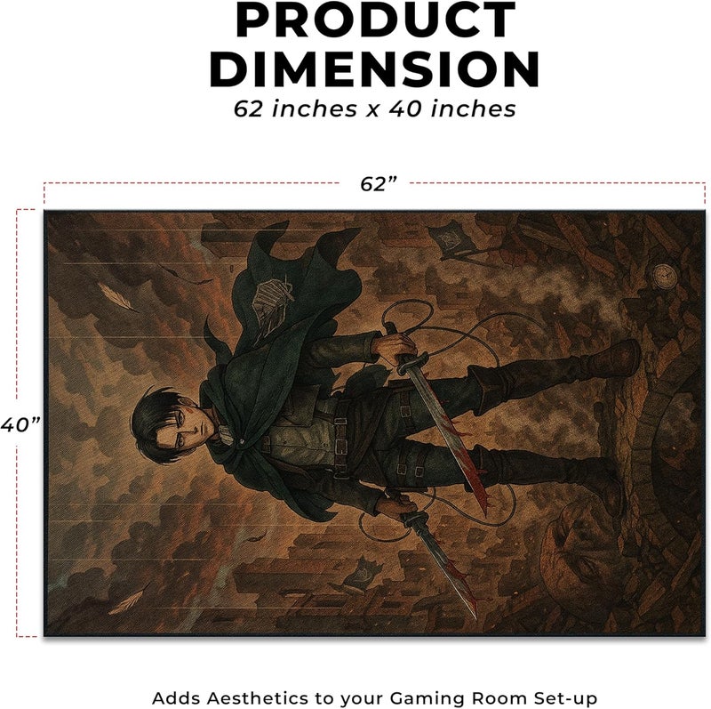 DreamController Attacck On Titaan Custom Rugs for Gamer Room (62x40inch)| Playroom Carpets Inspired by Games & Attacck On Titaan Decor for Gamers | Gamer Room Decor for Kids Teen Anti-Slip Gaming Mats - Image 2